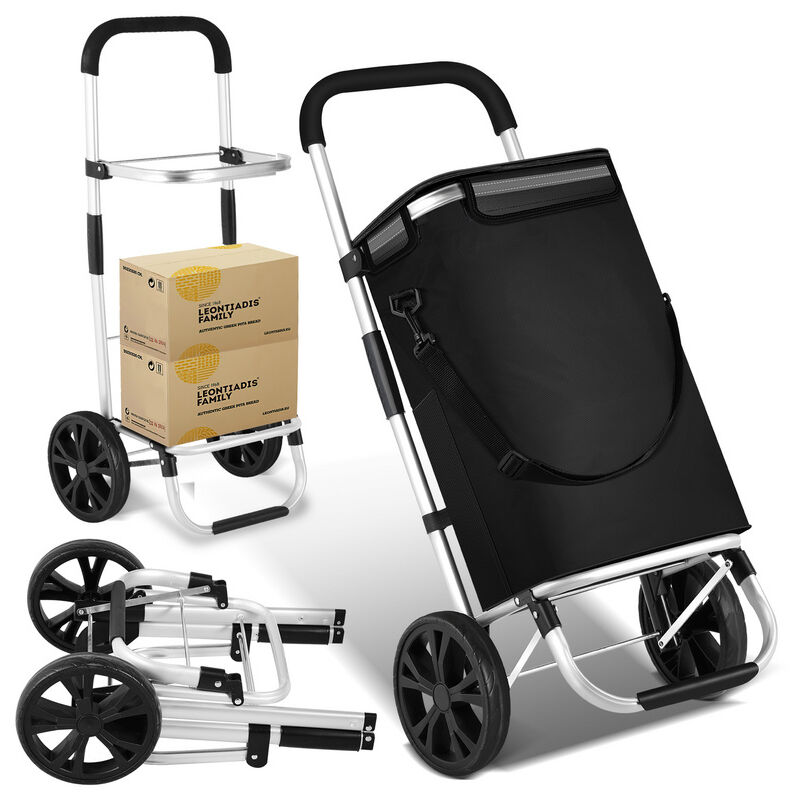 Tolletour - Chariot de course pliable à 2 Roues Chariot pliable portable en aluminium avec 40 litres rangements