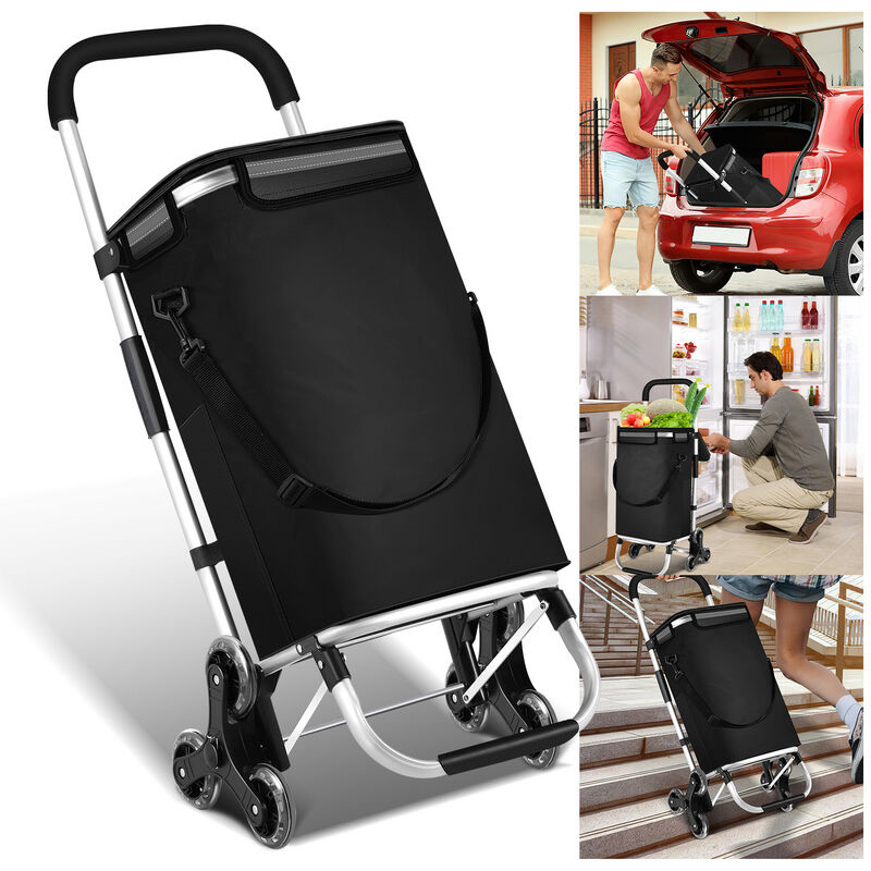 Tolletour - Chariot de course pliable à 6 Roues Chariot pliable portable en aluminium monte escalier pour charges lourdes 40 litres
