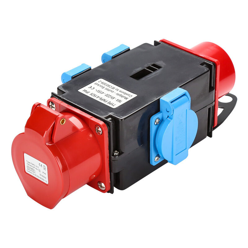Coffret De Chantier distributeur de puissance 1 x cee 400V/16A 5 broches 3 x 230V (Schuko) double trou - Tolletour