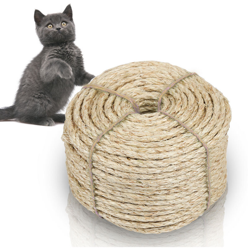 Corde en Sisal Naturelle pour de Chat Scratch Pilier Arbres à Chat Décoration de Bricolage de Jardin et Maison 6000x0.8cm - Tolletour