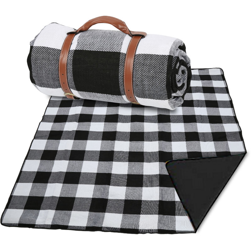 Couverture De Camping Nappe Pique Nique Imperméable Poignée Isolation xxl Tapis Noir - Tolletour