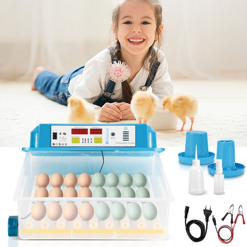 Tolletour - Couveuse avec écran lcd pour poules Incubateur de surface Incubateur de reptiles Couveuse numérique de surface Canards 64 œufs Vert