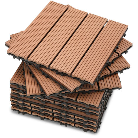 TolleTour Dalle de terrasse Dalles clipsables en bois Revêtement Carrelage 30 x 30 pour jardin terrasse, 99 pièces