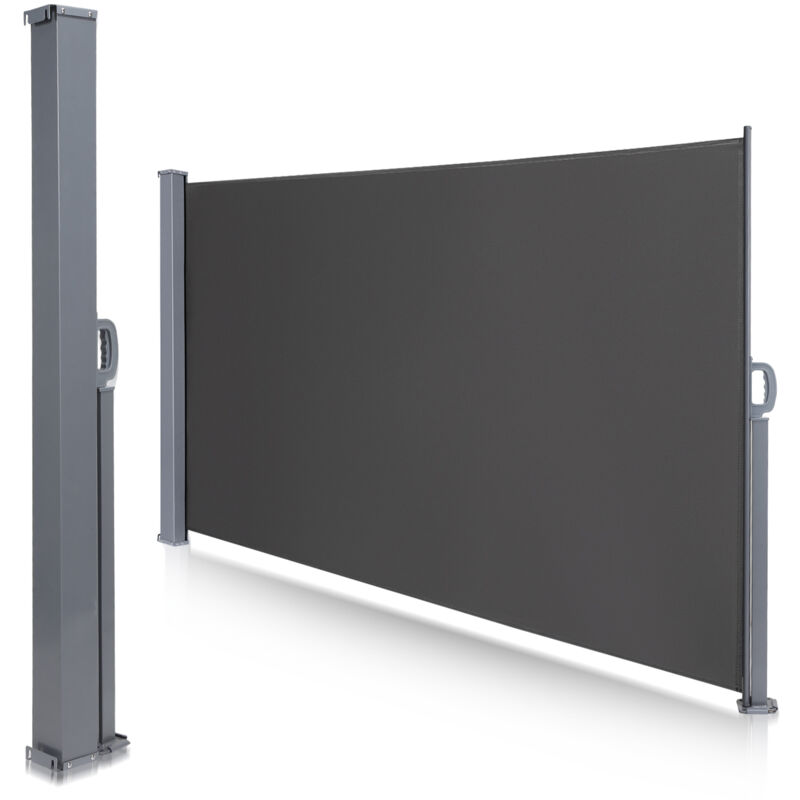 Auvent latéral Paravent extérieur Brise Vue rétractable pour Jardin Store latéral Balcon terrasse gris 160x300cm - Tolletour