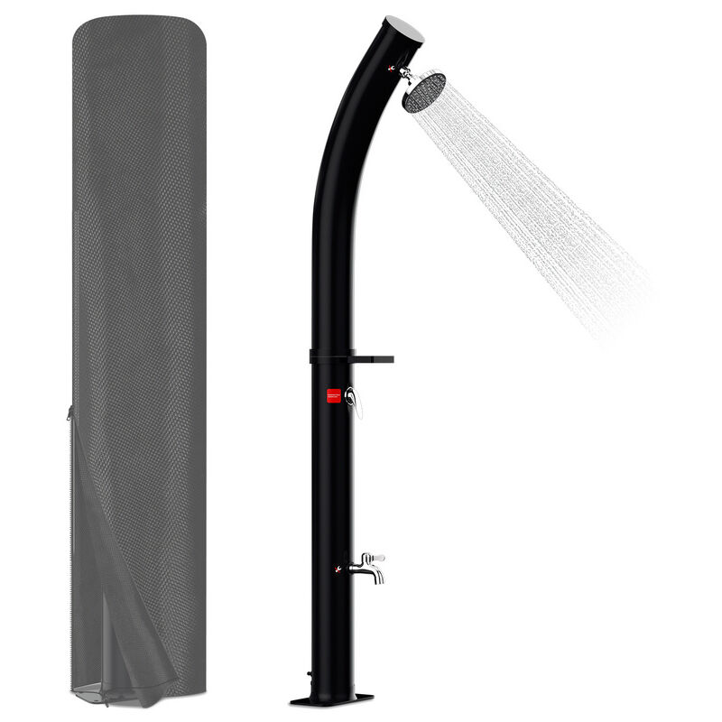 Douche extérieure 20L solaire avec design incurvé, housse de protection, matériel de montage pour piscine - Tolletour