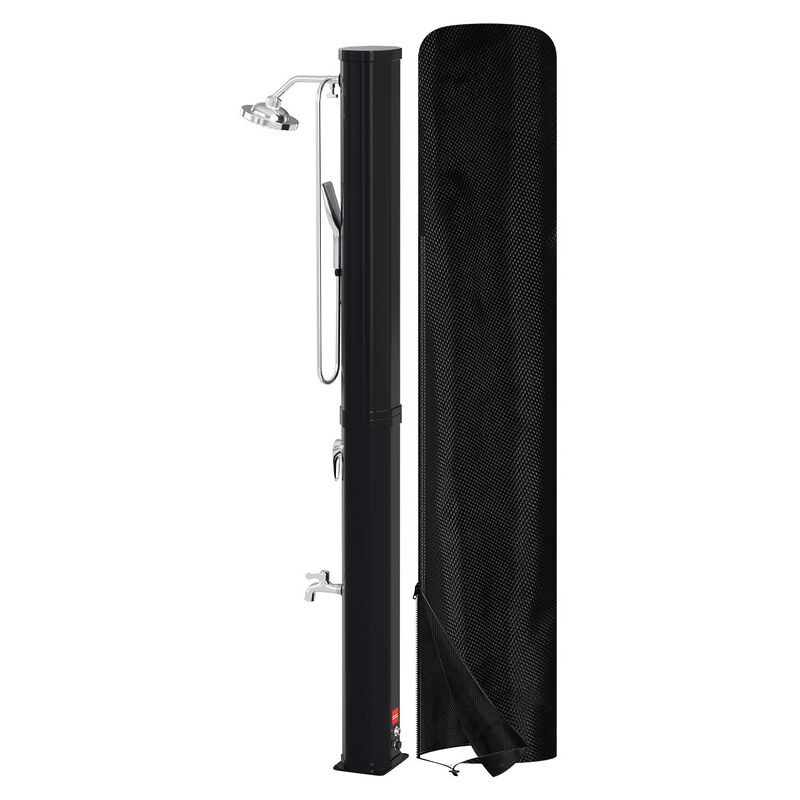 Douche solaire 60L noire avec douchette,pomme ronde, douche de pied,matériel de montage et capot de protection - Tolletour