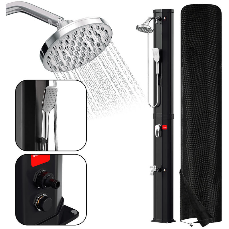 Tolletour - Douche solaire avec réservoir d'eau résistant aux uv de 60L Noir