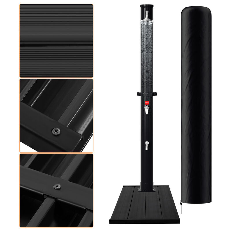 Douche solaire avec robinet pour camping et piscine en extérieur 20L (Avec couvercle de protection) avec Elément de sol en pvc - Tolletour