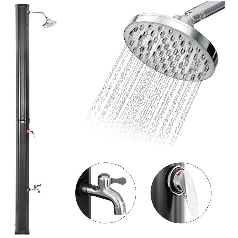 Douche solaire avec robinet pour camping et piscine en extérieur 20L (Sans couvercle de protection) - Tolletour
