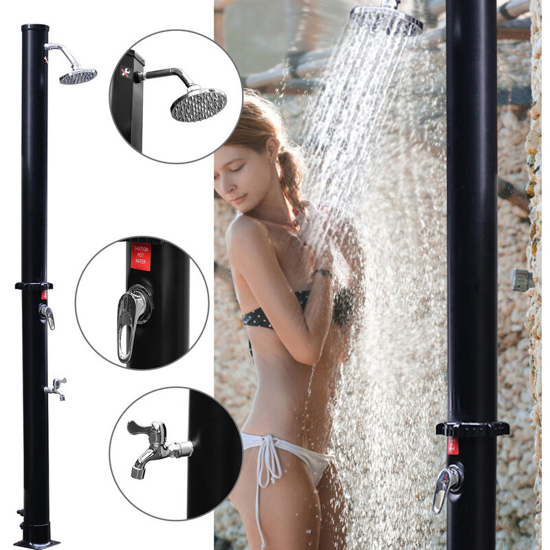 TolleTour Douche solaire Douche extérieur Douche de campinge 20L Sans couvercle de protection Noir