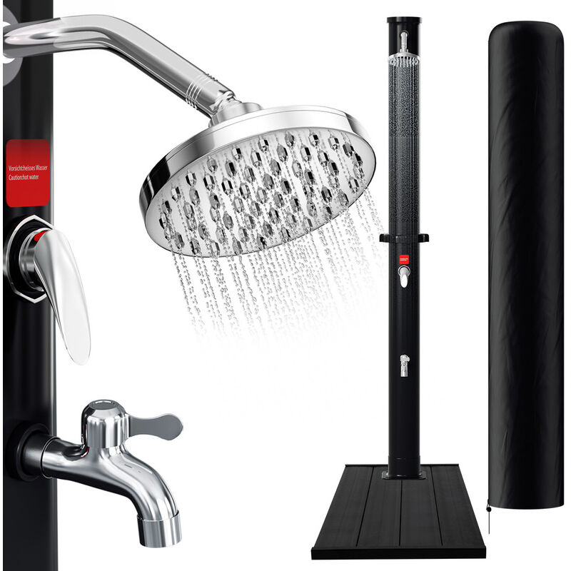 Tolletour - Douche solaire extérieure avec réservoir d'eau de 20L (avec couvercle de protection) avec Elément de sol en pvc