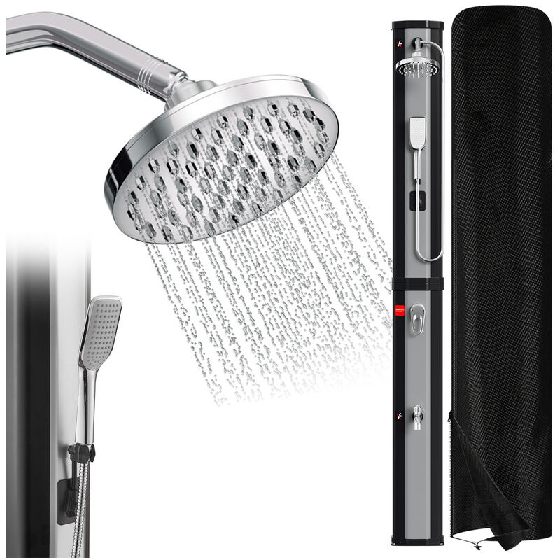 Douche solaire extérieure avec réservoir d'eau de 60L (avec couvercle de protection avec douchette en argent) - Tolletour