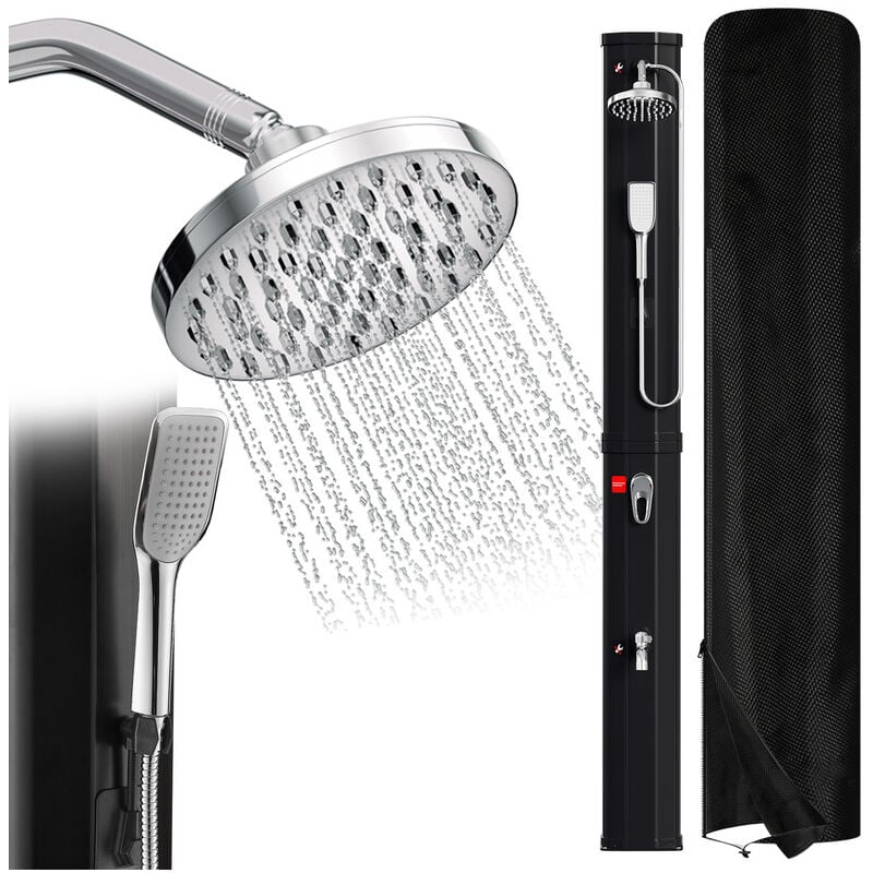 Douche solaire Température jusqu'à 60°C 60LAvec couvercle de protection avec douchetteNoir - Tolletour