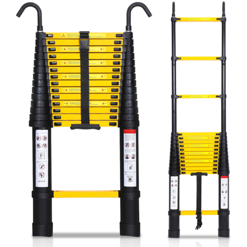 Chelle télescopique 4,4m avec crochet Échelle double à coulisse Stabil Aluminium jusqu'à 150kg - Tolletour