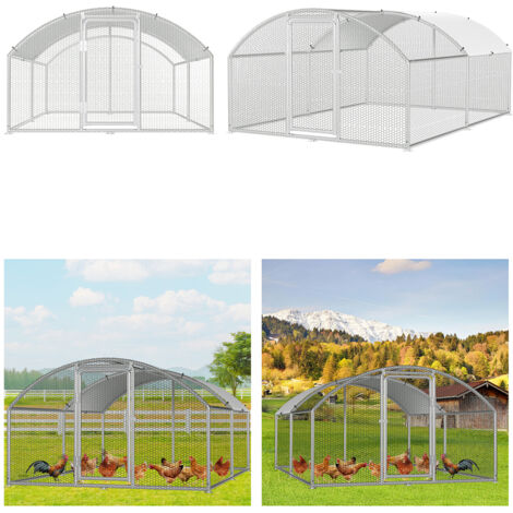 TolleTour Enclos 3×4×2 m avec toit arqué – Poulailler en métal accessible, 12 m² de surface, porte verrouillable, parc pour poules et petits animaux