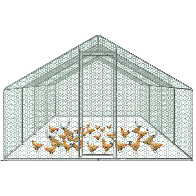 Tolletour - Enclos poulailler 24 m² parc grillagé 8x3 m acier galvanisé Cage parc enclos pour animaux