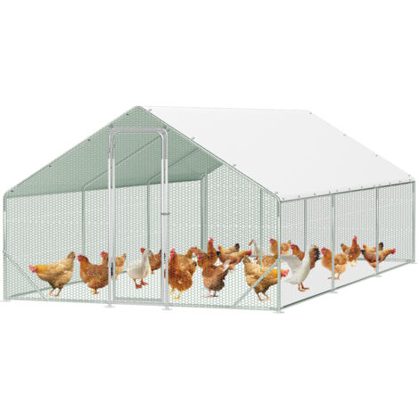 TolleTour Enclos Poulailler avec Toit 3x6x2 m en Acier Galvanisé pour Poules Extérieur