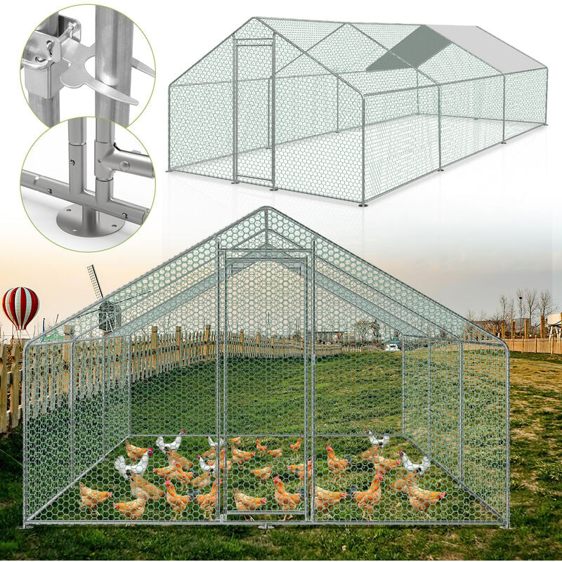 Tolletour - Enclos poulailler grillagé 3x2 m avec porte latérale et toit dôme 6 m²