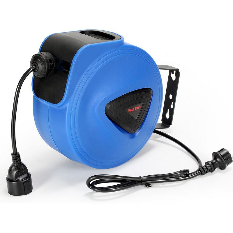 Tolletour - Enrouleur automatique de câble Une prise de courant 20m 250V IP44 Butée réglable avec support de fixation au mur ,Orientable à 180°