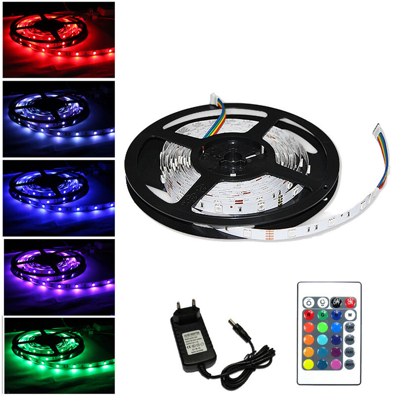 Tolletour - Ensemble de bande led 2M. bande led rgb 5050 smd. bande led 30 led. led non étanche (IP20). avec télécommande 24 boutons