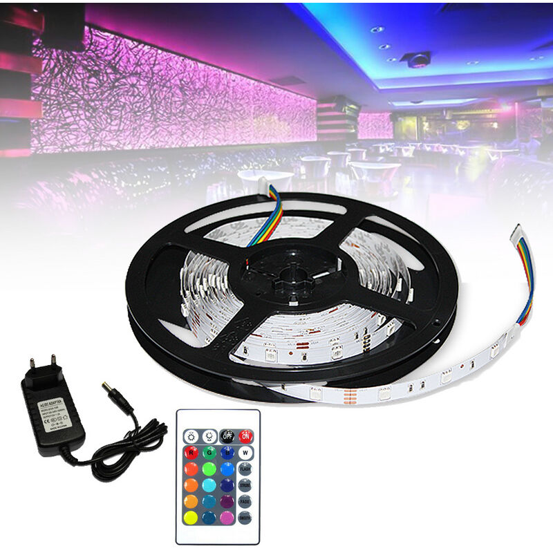 Tolletour - Ensemble de bande led 2M. bande led rgb 5050 smd. bande led 30 led. led non étanche (IP20). avec télécommande 24 boutons