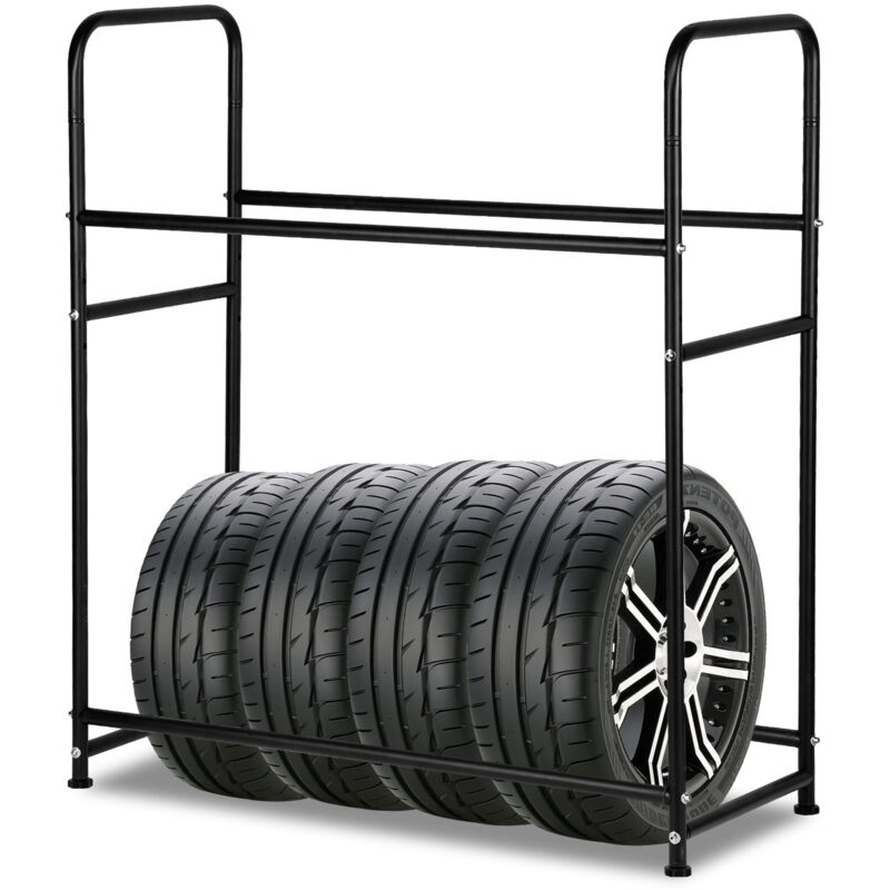 Tagère à pneus en fer Porte-pneu Support de pneus solide - Étagère du rangement des 8 pneus durable et robuste 107 x 46 x 117 cm - Tolletour