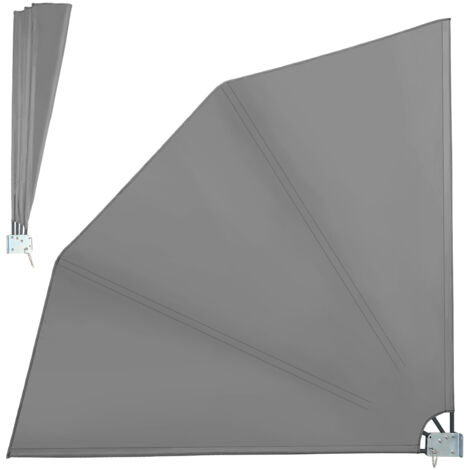 TolleTour Éventail de balcon rabattable avec fixation murale Brise Vue Balcon Film anti regards Auvent latéral 160x160cm - Gris