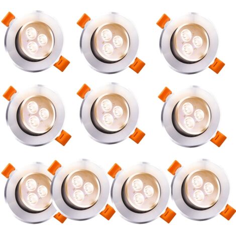 TolleTour Faretti da Incasso LED Orientabili 3W Tondi 85mm per Soffitto Soggiorno Camera Ufficio Cucina Bagno Bianco Caldo 3000K 10 Pezzi