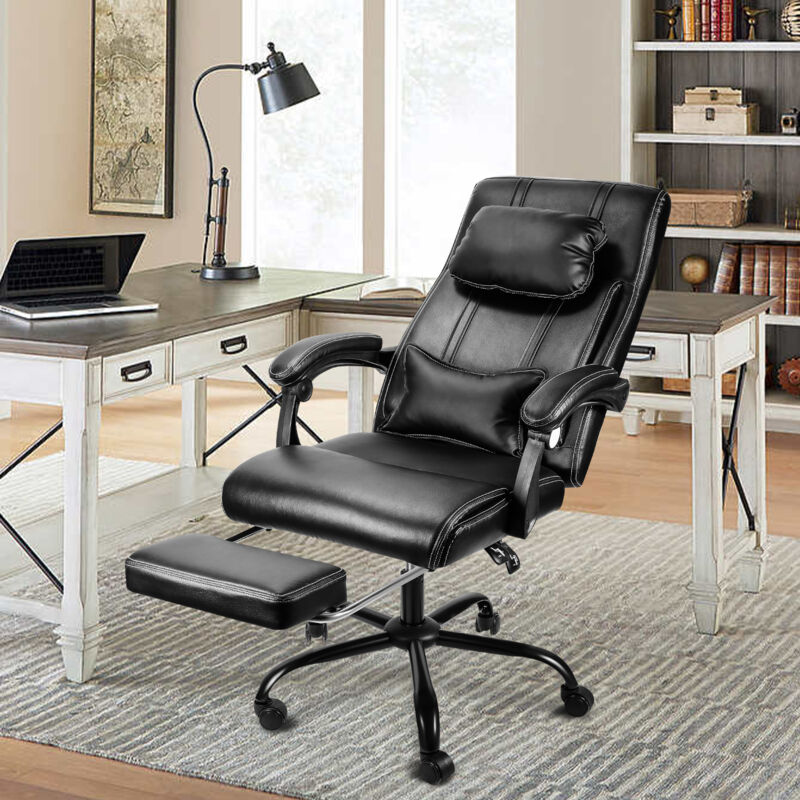 Tolletour - Fauteuil gamer - Chaise gaming - Siège de bureau réglable - Avec repose-pieds télescopique - Ergonomique - Appui-tête - Support lombaire