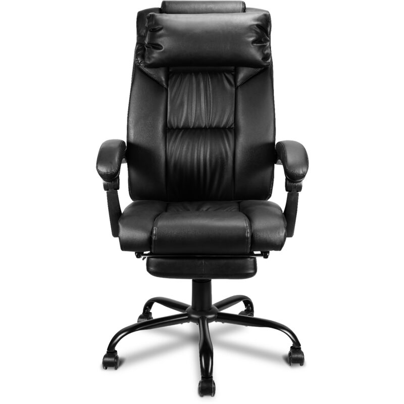 Fauteuil gamer - noir - Chaise gaming - Siège de bureau réglable - Avec repose-pieds télescopique - Ergonomique - Appui-tête - Tolletour