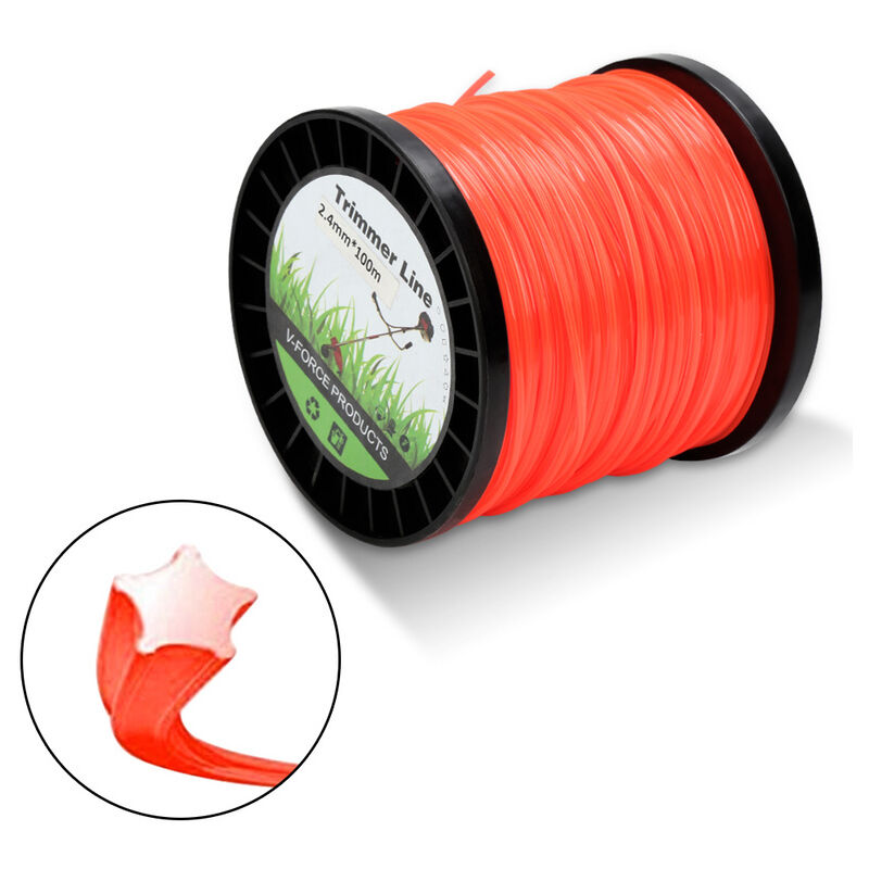 Fil de coupe 100M Fil de tonte pour débroussailleuse Nylon Roll Trimmer Orange Star 2.4mm - Tolletour