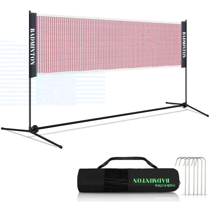Filet de badminton Filet de tennis avec Support Pliable Acier facile à assembler pour le tennis, le badminton, le volley-ball 410cm - Tolletour