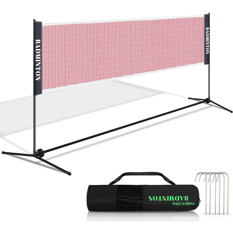 Filet de badminton Filet de tennis avec Support Pliable Acier facile à assembler pour le tennis, le badminton, le volley-ball 510cm - Tolletour