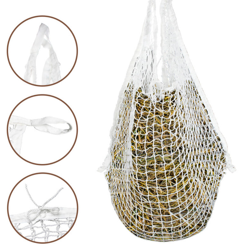 Filet à foin à mailles serrées Pour Cheval Moyen 3x3 cm 120x90 cm Blanc - Tolletour