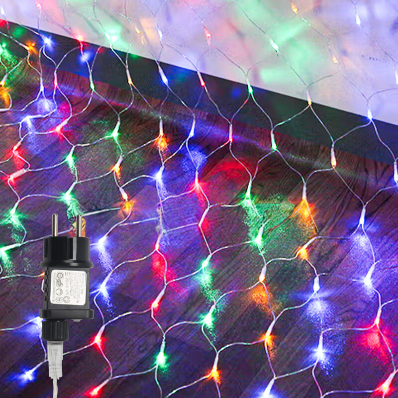 TolleTour Filet Lumineux LED Chaîne lumineuse avec 8 modes Rideau lumineux de Noël intérieur extérieur 2x2M Multicolore