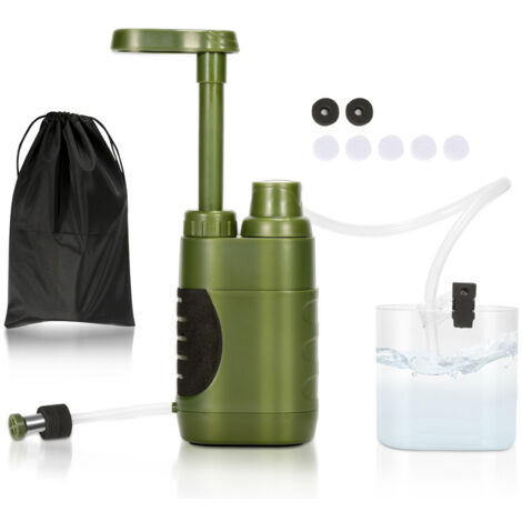TolleTour Filtre à Eau Extérieur Filtre à Eau Portable Système,Purificateur D'eau Survie,3000 ML,Personnelle Filtre - Armée verte