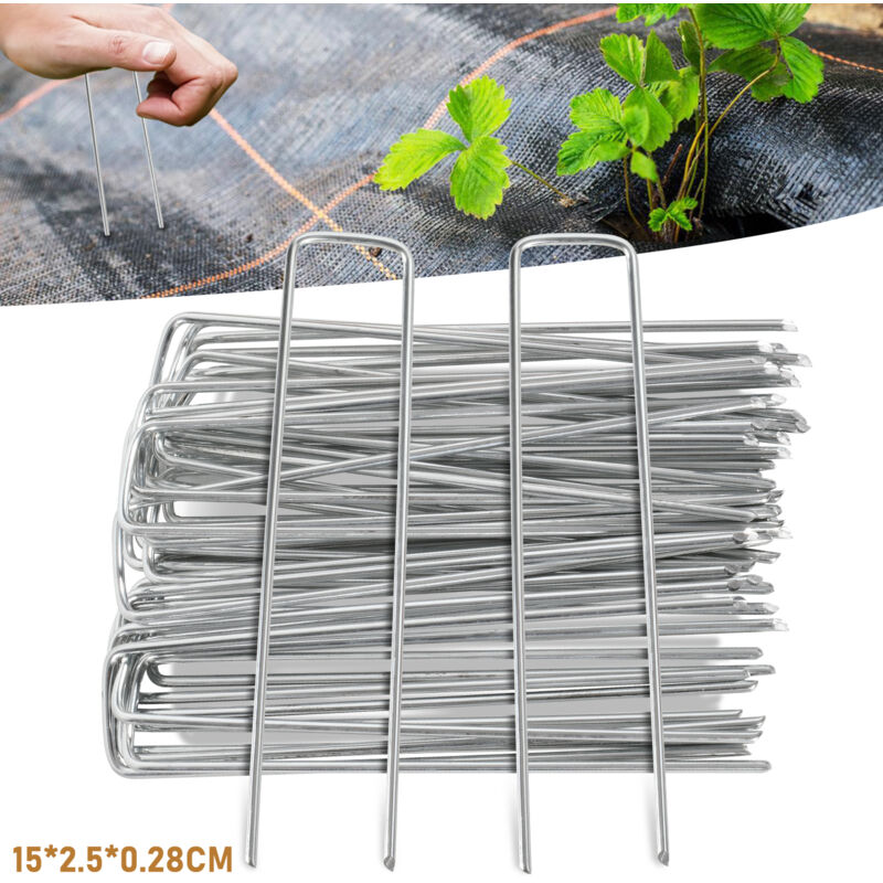 TolleTour Lot de 150 Piquets de fixation sardines pour tente piquet ancrage sol jardin 150x25x2,8mm Argent galvanisé