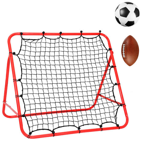TolleTour Fußball Rebounder Rückprallwand Kickback Tor Prallwand Netz Einstellbar Fußballtraining 103 x 100 cm - Rot