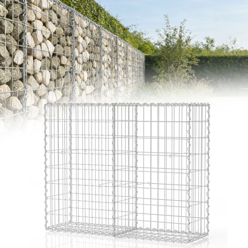 TolleTour Gabion Gabions en pierre 100x80x30cm panier en pierre galvanisé à chaud avec 4 crochets pour mur en gabions et brise-vue