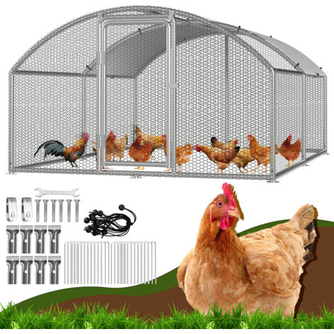 TolleTour Gallinero 3×4×2 m con techo arqueado – Recinto para animales pequeños, pajarera exterior, gallinero de acero galvanizado