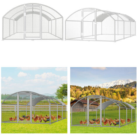 TolleTour Gallinero 3×6×2 m con techo arqueado – Pajarera exterior, recinto para animales pequeños, gallinero de acero galvanizado