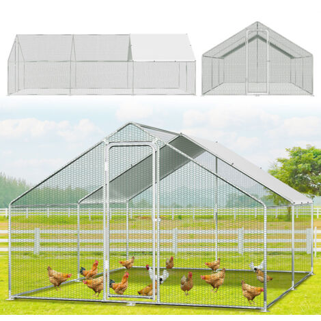 TolleTour Gallinero 3×6×2 m – Recinto para animales pequeños, pajarera exterior, gallinero de acero galvanizado con puerta