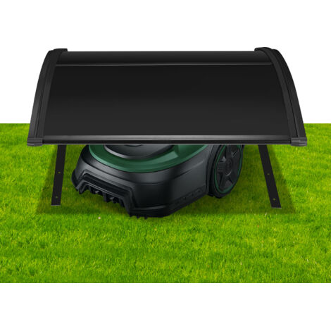 TolleTour Garage nero per robot tosaerba in robusto pannello PC – tettoia e copertura per robot tosaerba con protezione dai raggi UV