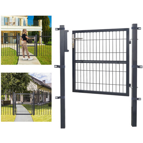 TolleTour Gartentor Tor Doppelstabmatten Toranlage Gartentür Garten - Anthrazit - 120x100CM