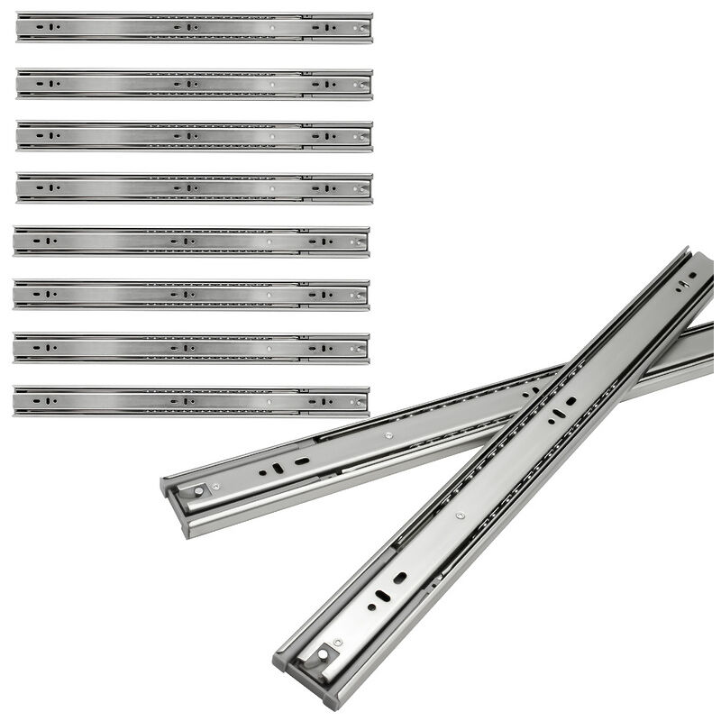 TolleTour Glissières de tiroirs Coulisse à sortie totale roulement à billes Coulisse pour charges lourdes Coulisse télescopique 45mm 250mm 5 paire