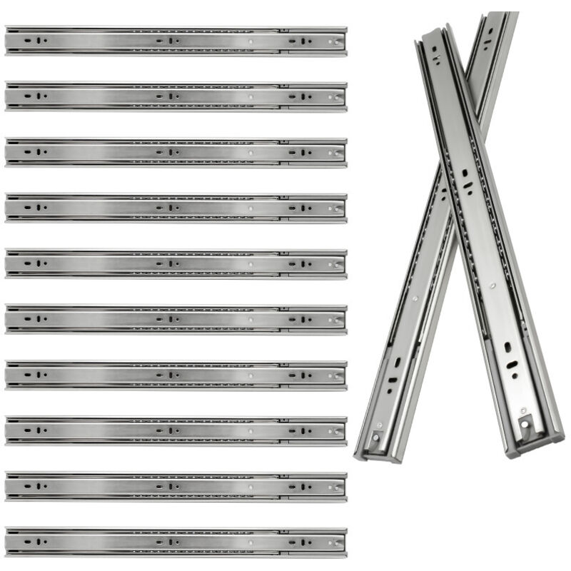 Glissières de tiroirs roulement à billes Coulisse à sortie totale Coulisse pour charges lourdes Coulisse télescopique 45mm 650mm 5 paire - Tolletour