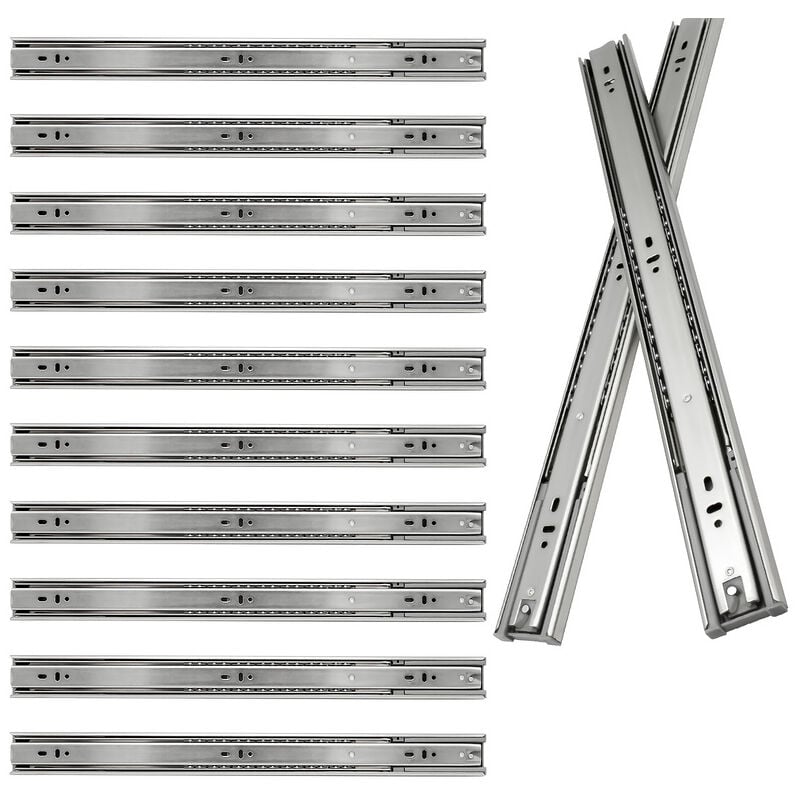 1-10 paire Glissières de tiroirs Meubles. Glissières Pour Tiroirs à Roulement à Billes sortie totale. 35kg/45kg 650mm - Tolletour