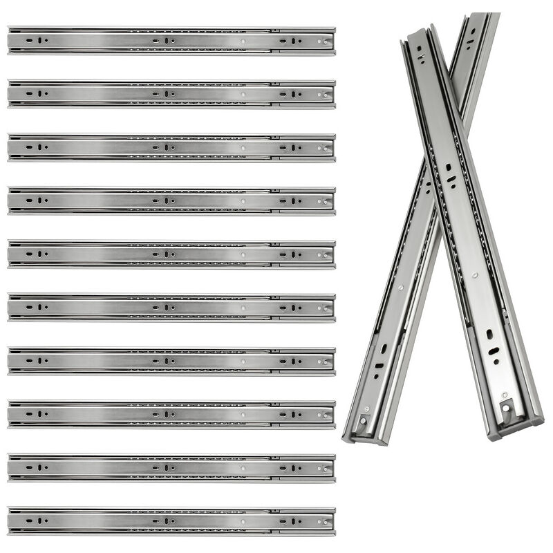 1-10 paire Glissières de tiroirs Meubles. Glissières Pour Tiroirs à Roulement à Billes sortie totale. 35kg/45kg 500mm - Tolletour