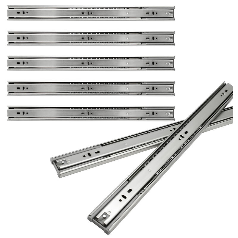 1-10 paire Glissières de tiroirs Meubles. Glissières Pour Tiroirs à Roulement à Billes sortie totale. 35kg/45kg 500mm - Tolletour
