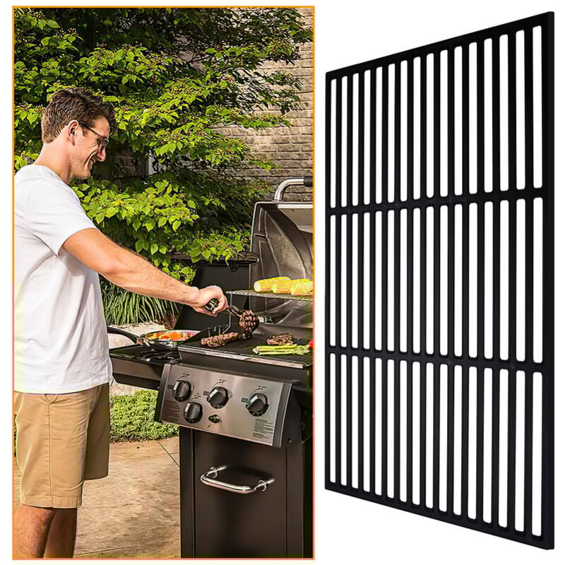 Tolletour - Grille de cuisson en fonte émaillée Grille bbq Carrée Terrasse Jardin 54x34cm